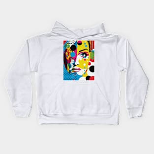 Modern woman in pop-art style Kids Hoodie